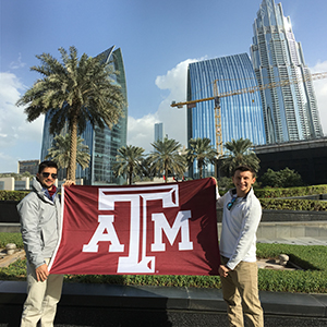 students with Texas A&M flag