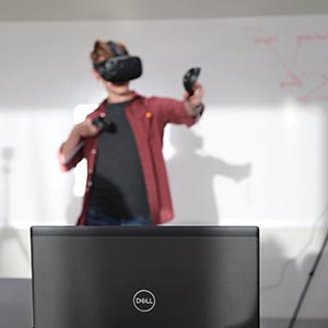 student using virtual reality technology
