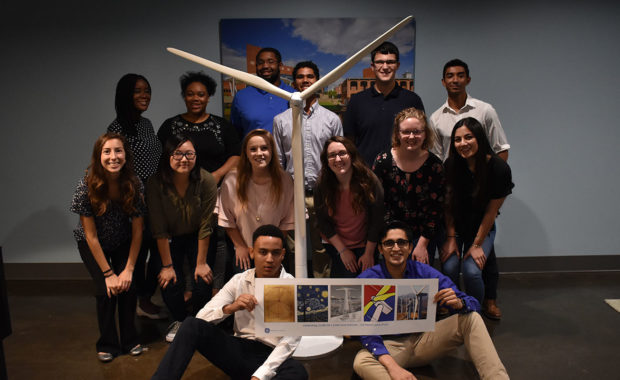 Student group photo with project