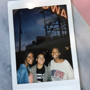 Polaroid photo of Brittney and friends